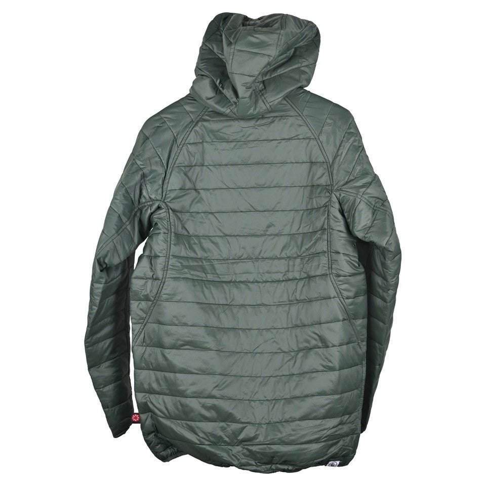 Green Logo-patch packable quilted down jacket